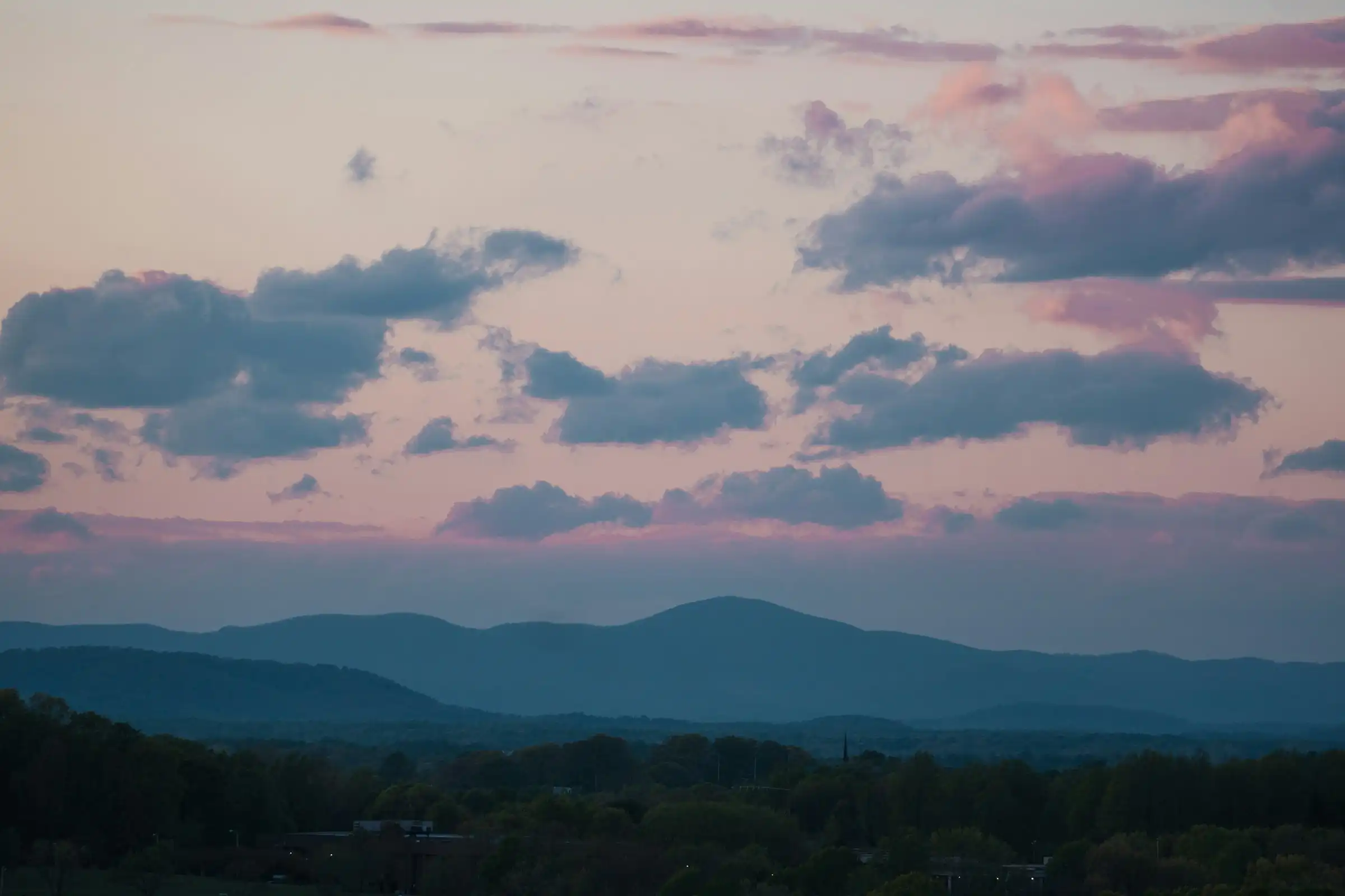Layered ridgelines at sunset in the Virginia Blue Ridge.